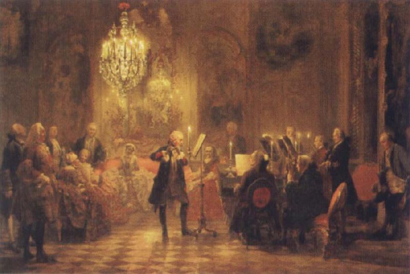 Adolf Friedrich Erdmann Menzel The Flute Concert of Frederick II at Sanssouci Sweden oil painting art